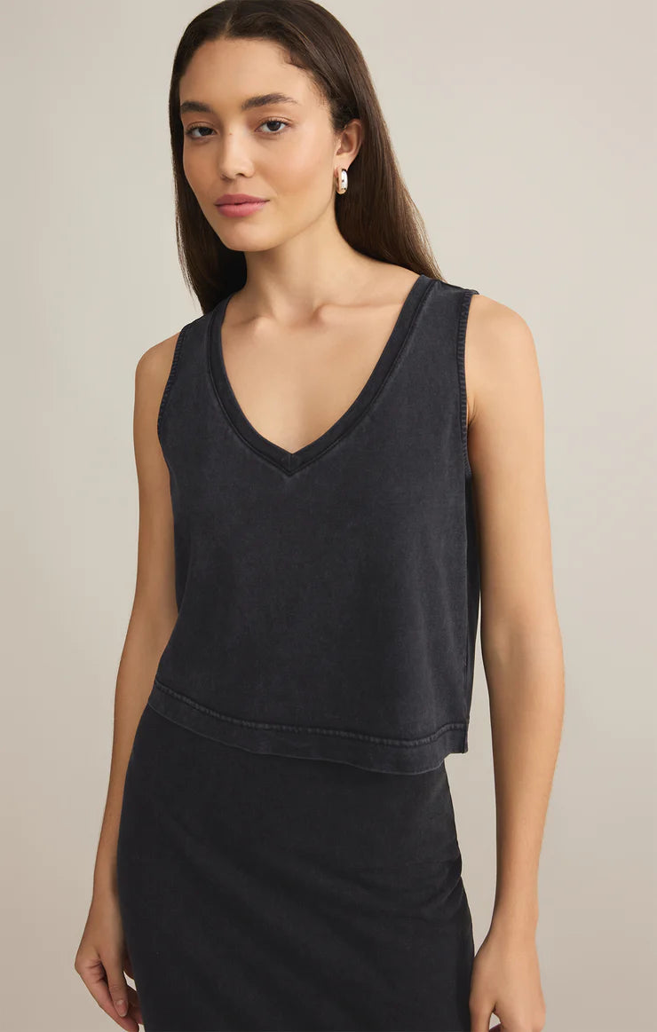 Z SUPPLY Sloane V-Neck Top in black