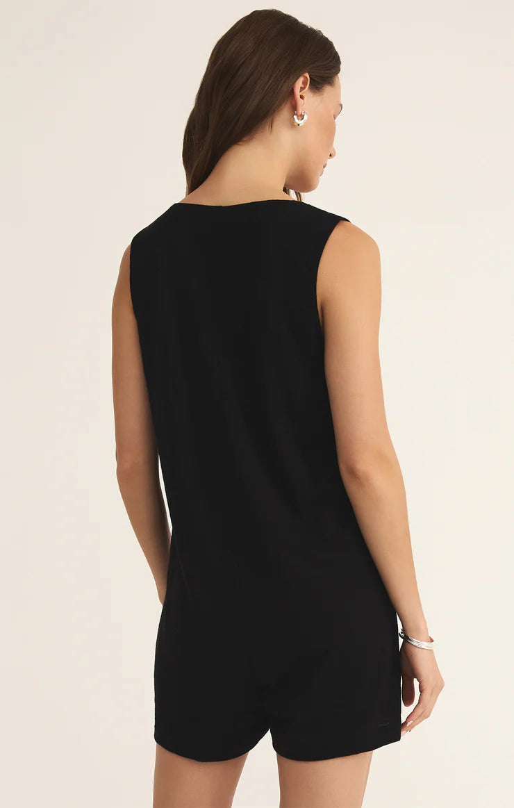 Z SUPPLY Solace Textured Slub Romper in black 