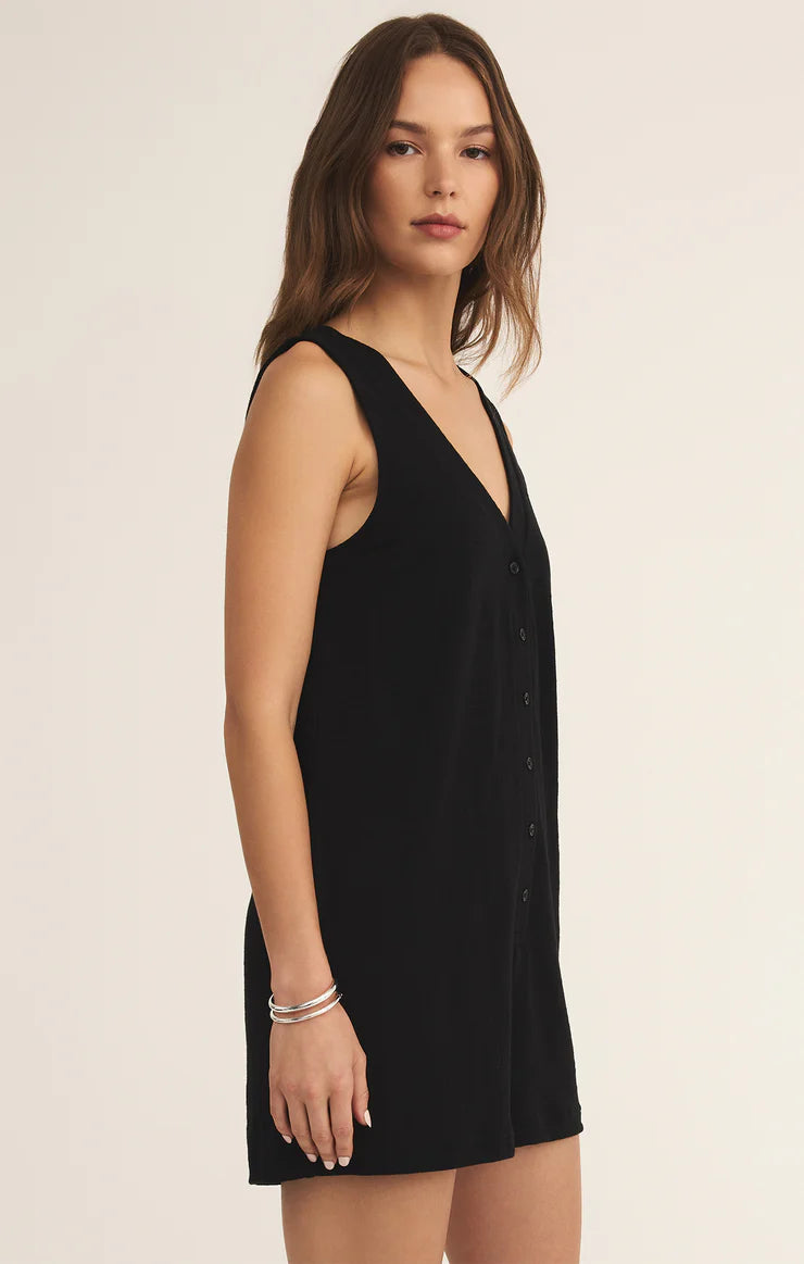 Z SUPPLY Solace Textured Slub Romper in black 