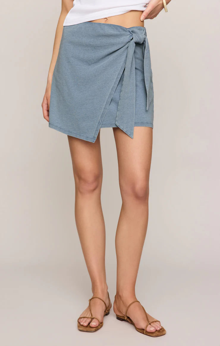 Z SUPPLY Sora Jersey Denim Mini Skirt ocean air indigo