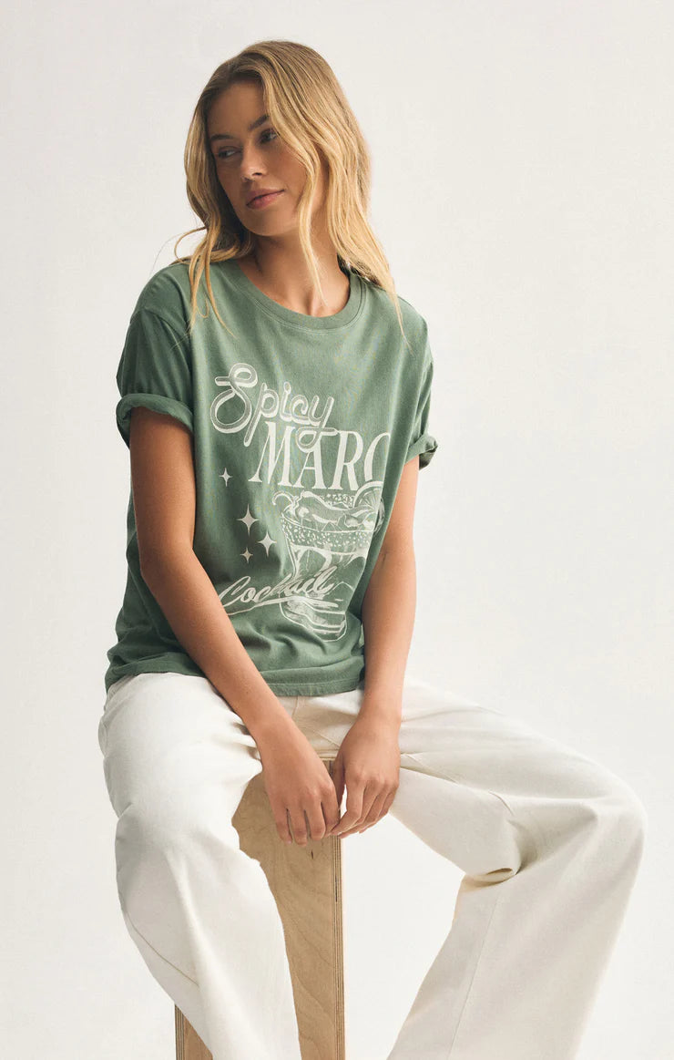 Z SUPPLY Spicy Marg Boyfriend Tee in hunter green 