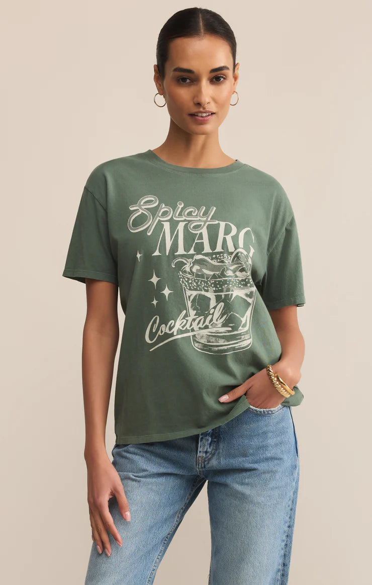 Z SUPPLY Spicy Marg Boyfriend Tee in hunter green 