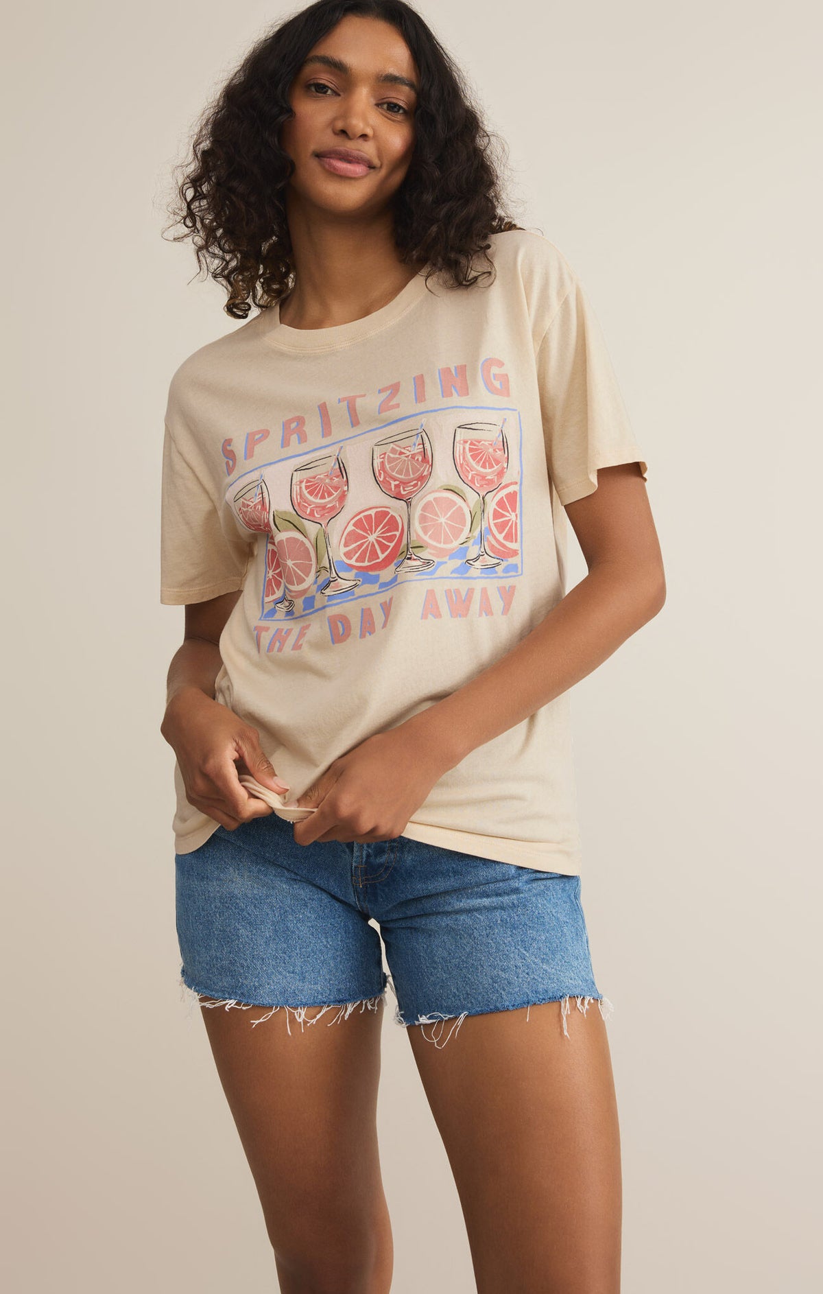 Z SUPPLY Spritz Boyfriend Tee in sandshell-front