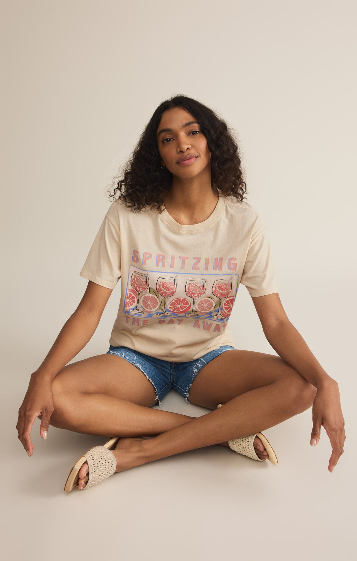 Z SUPPLY Spritz Boyfriend Tee in sandshell-front