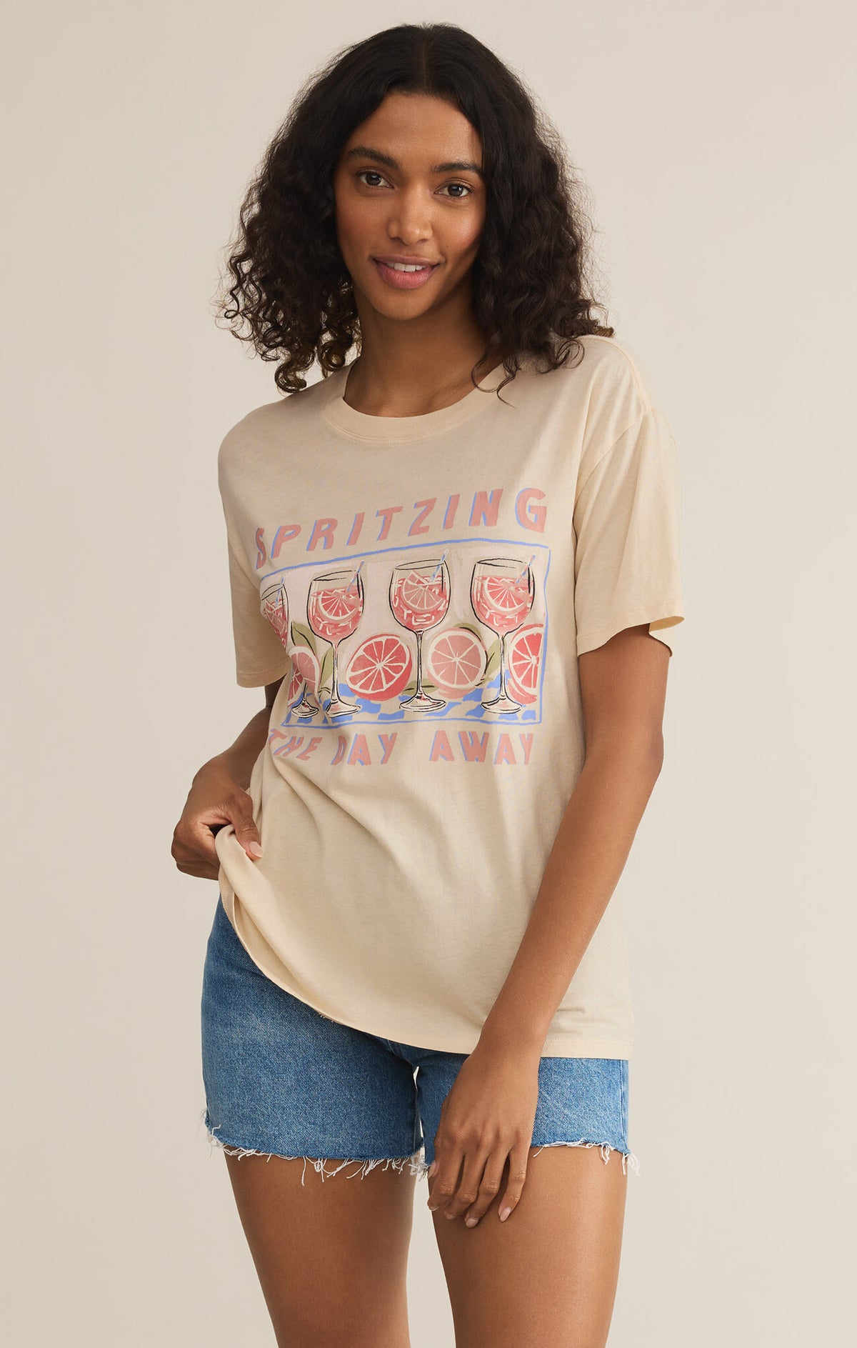 Z SUPPLY Spritz Boyfriend Tee in sandshell-front