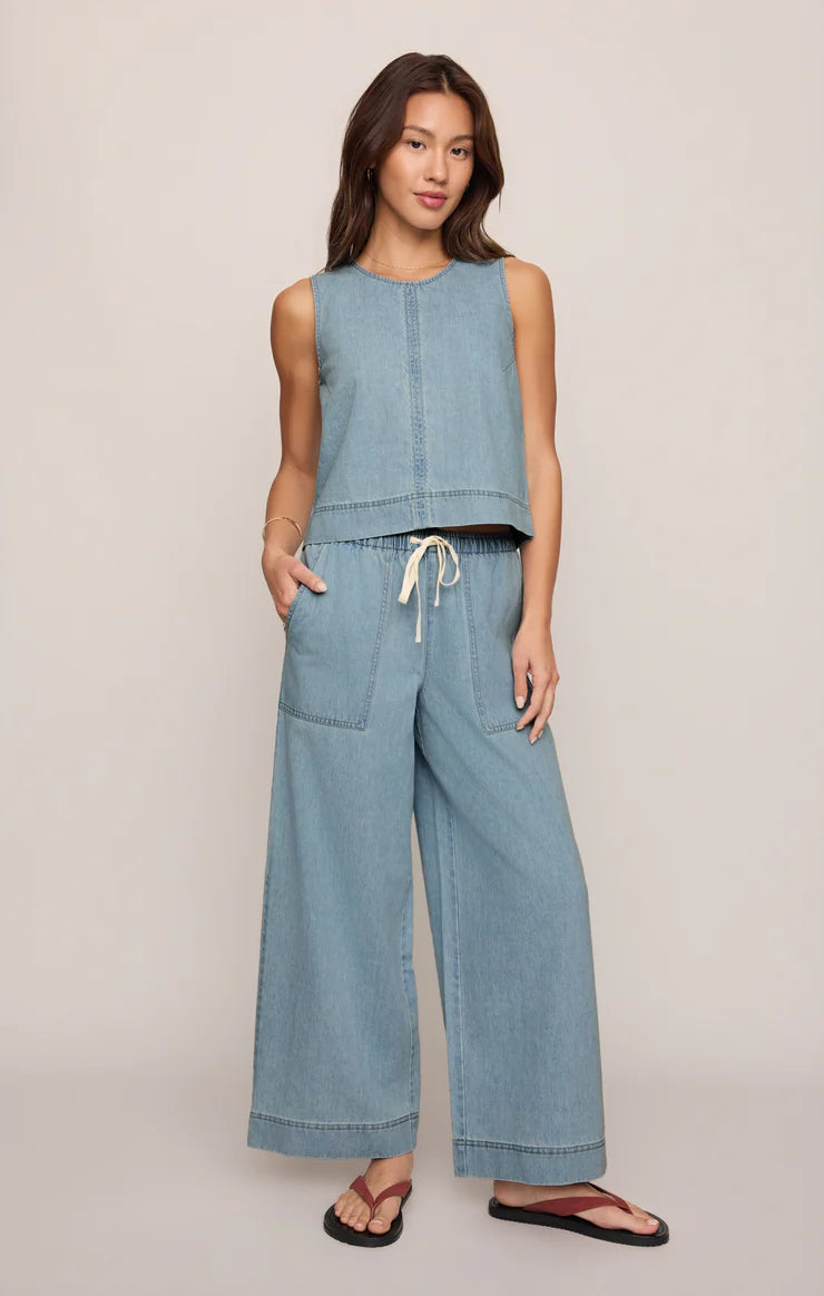 Z SUPPLY Sun Seeker Denim Cropped Tank  coastal water