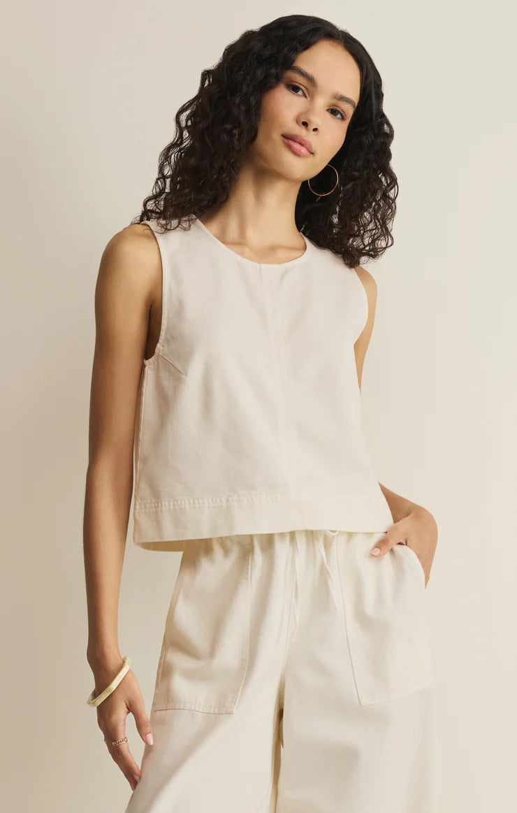 Z SUPPLY Sun Seeker Twill Cropped Tank cloud 