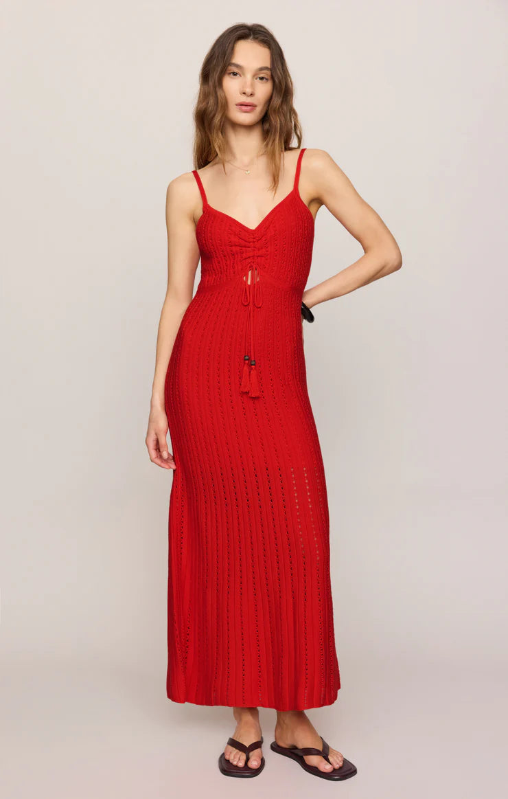 Z SUPPLY Sunda Crochet Strap Midi Dress lychee