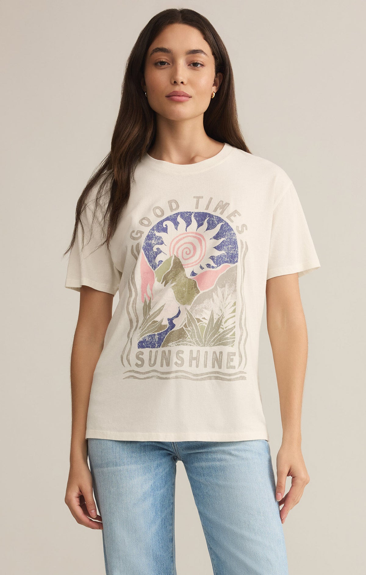 Z SUPPLY Sunshine Boyfriend Tee in sea salt-front