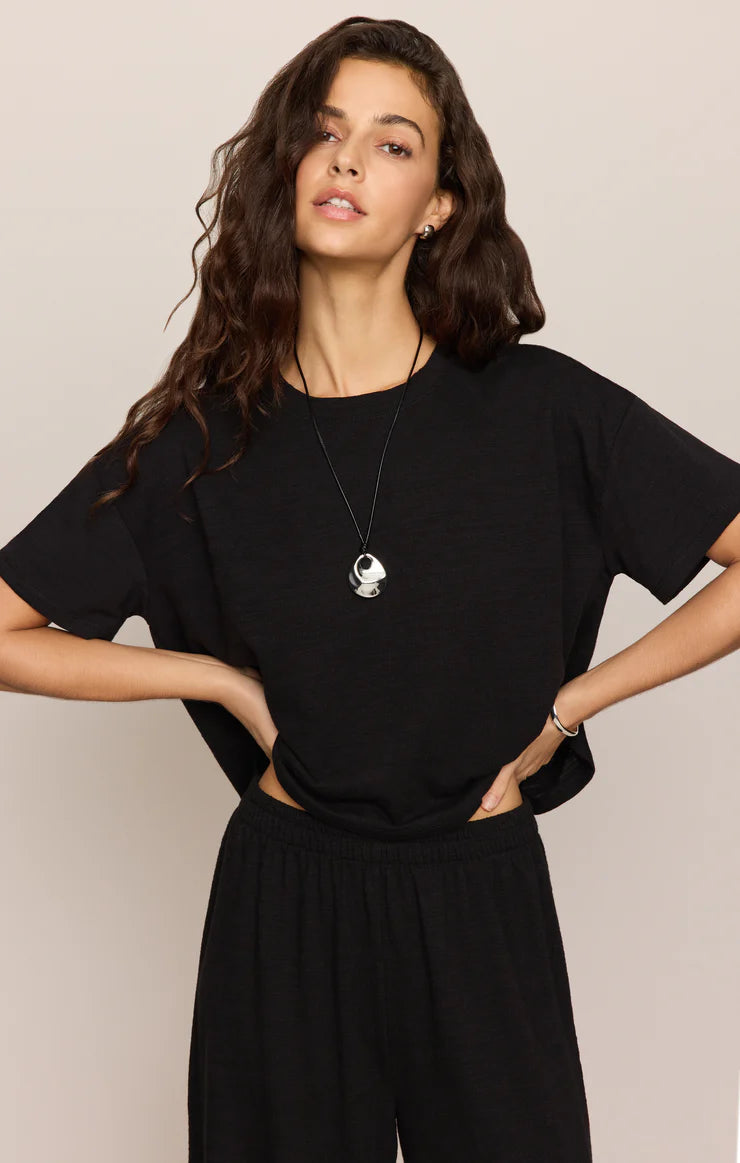 Z SUPPLY Sway Textured Cropped Tee black 