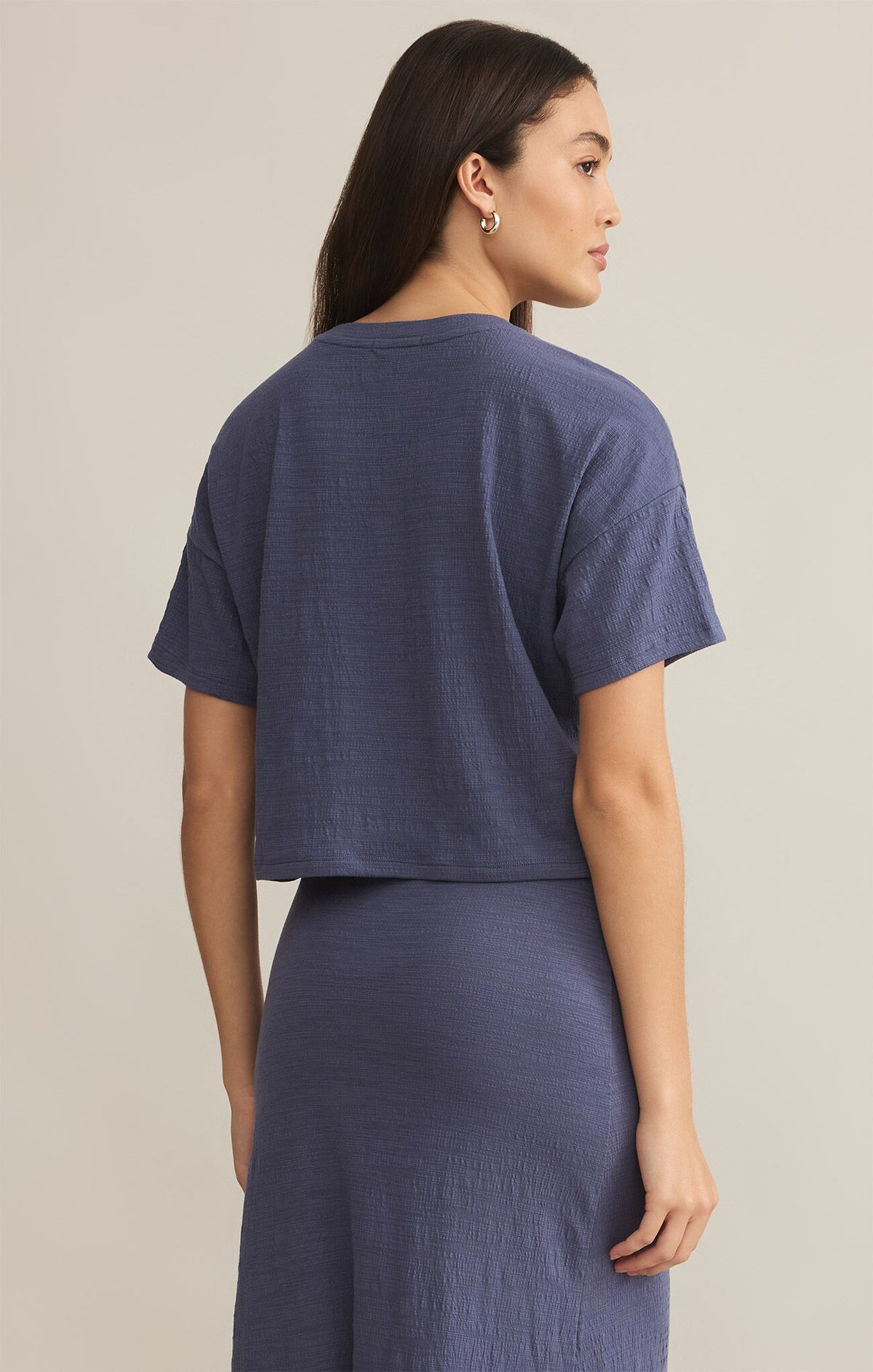 Z SUPPLY Sway Textured Cropped Tee in worn blue