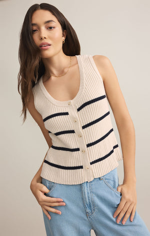 Z SUPPLY Sycamore Stripe Sweater Vest in sea salt-front