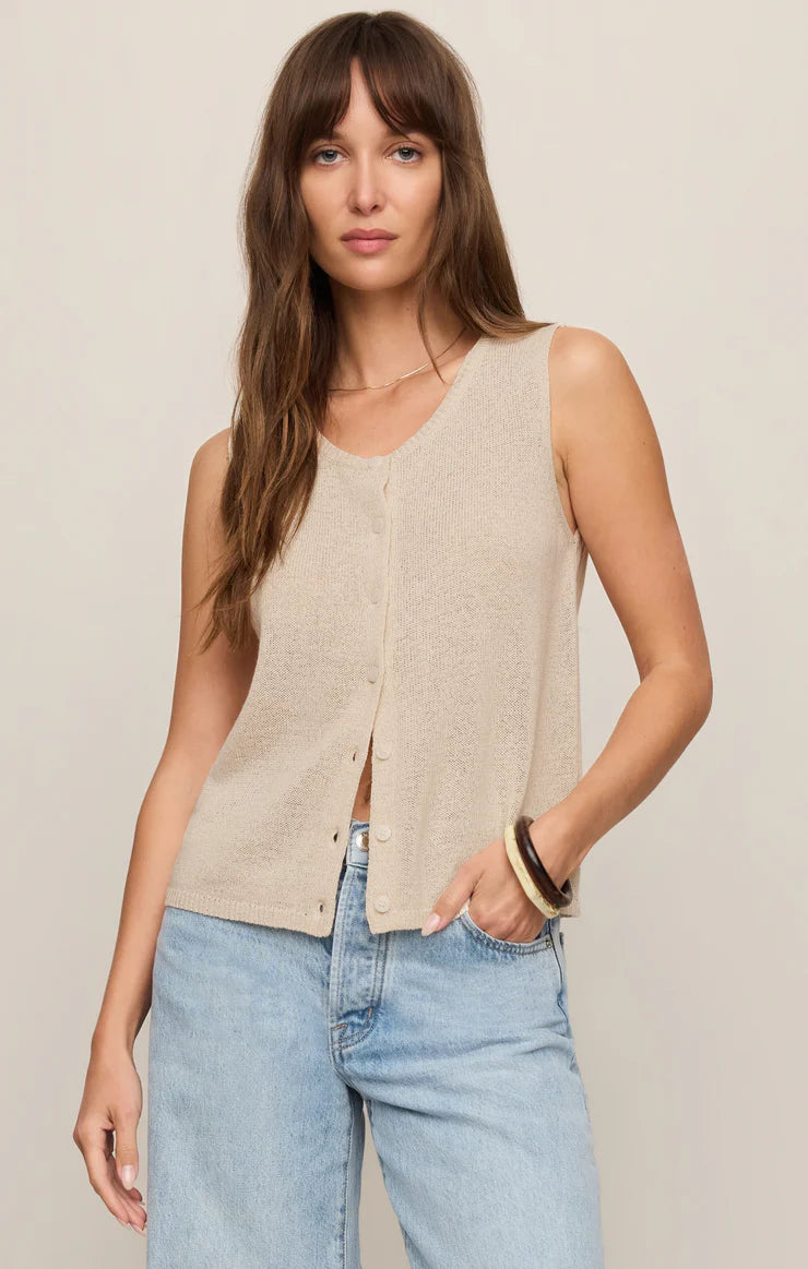 Z SUPPLY Syd Linen Knit Tank Vest sandstone 