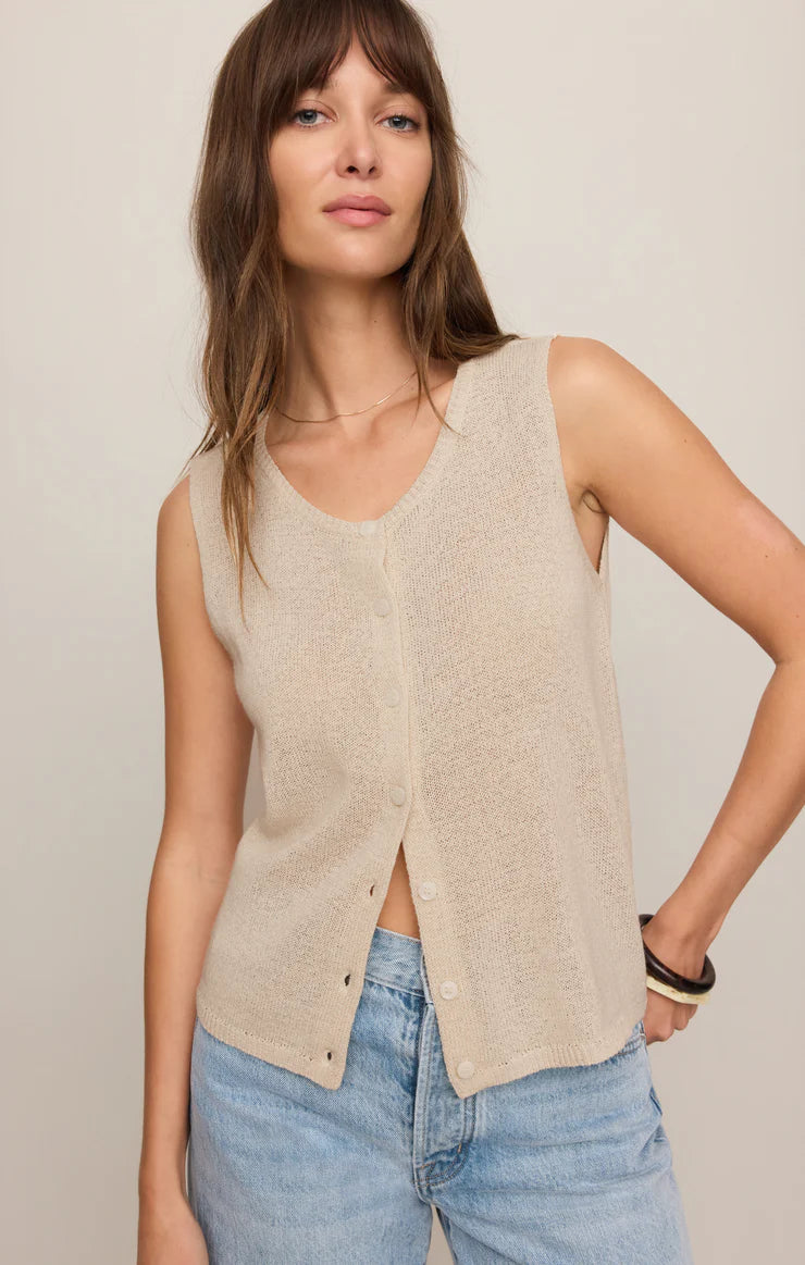 Z SUPPLY Syd Linen Knit Tank Vest sandstone 