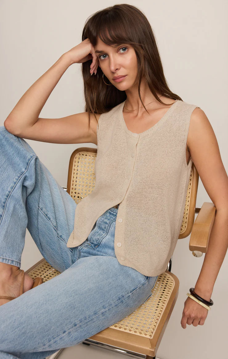 Z SUPPLY Syd Linen Knit Tank Vest sandstone 