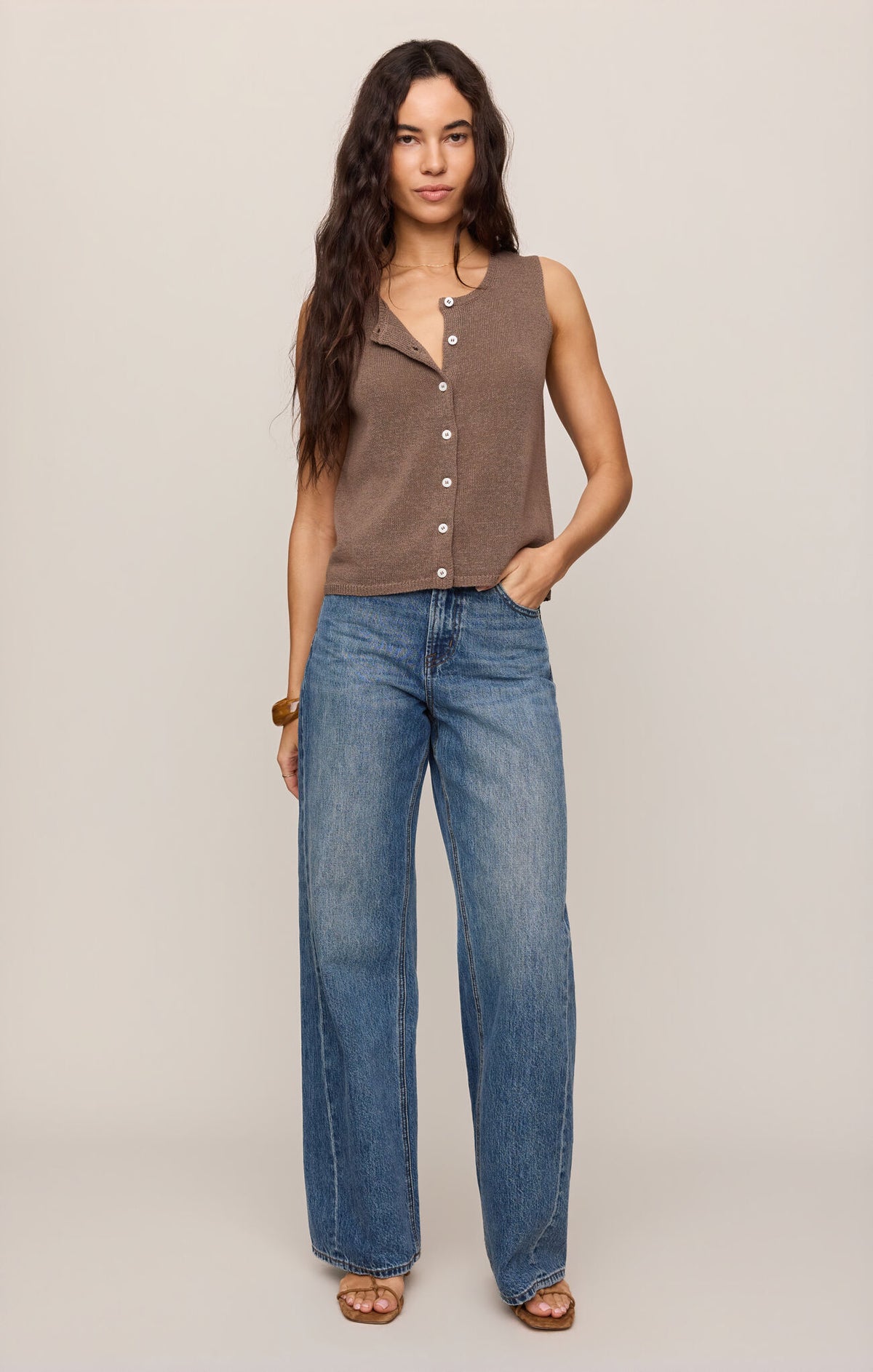 Z SUPPLY Syd Linen Knit Tank Vest pebble coast