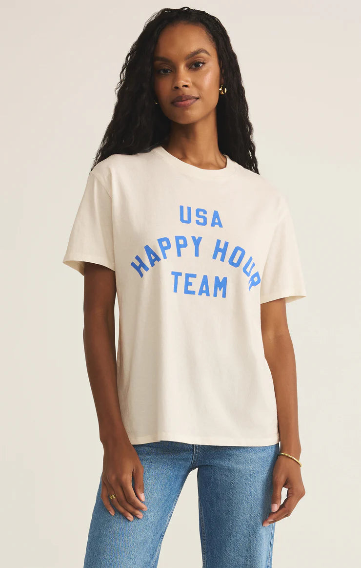 Z SUPPLY Team Happy Boyfriend Tee in sea salt 
