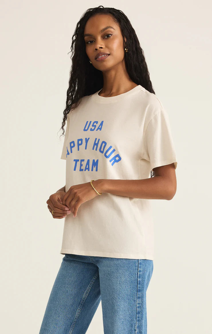 Z SUPPLY Team Happy Boyfriend Tee in sea salt 