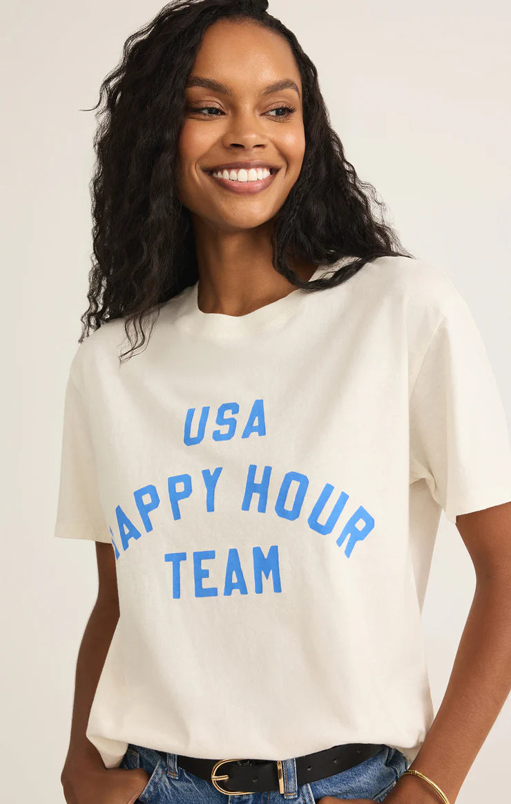 Z SUPPLY Team Happy Boyfriend Tee in sea salt 