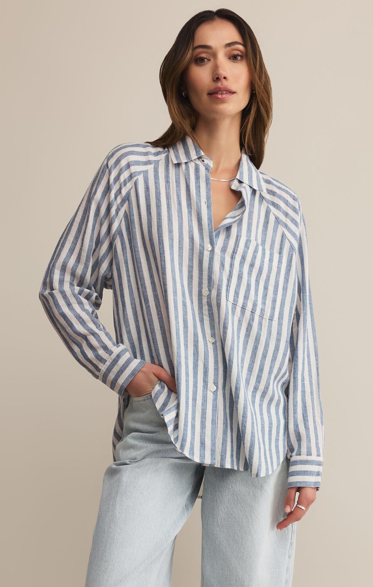 Z SUPPLY Perfect Linen Striped Top Boathouse