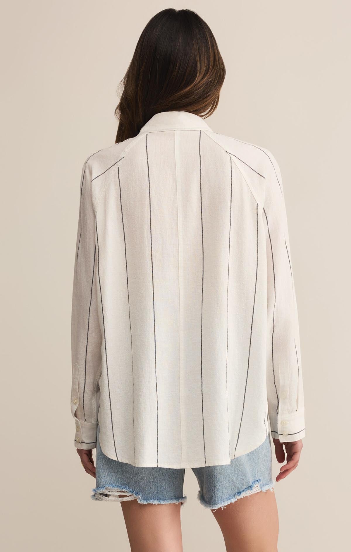 Z SUPPLY Perfect Linen Striped Top White