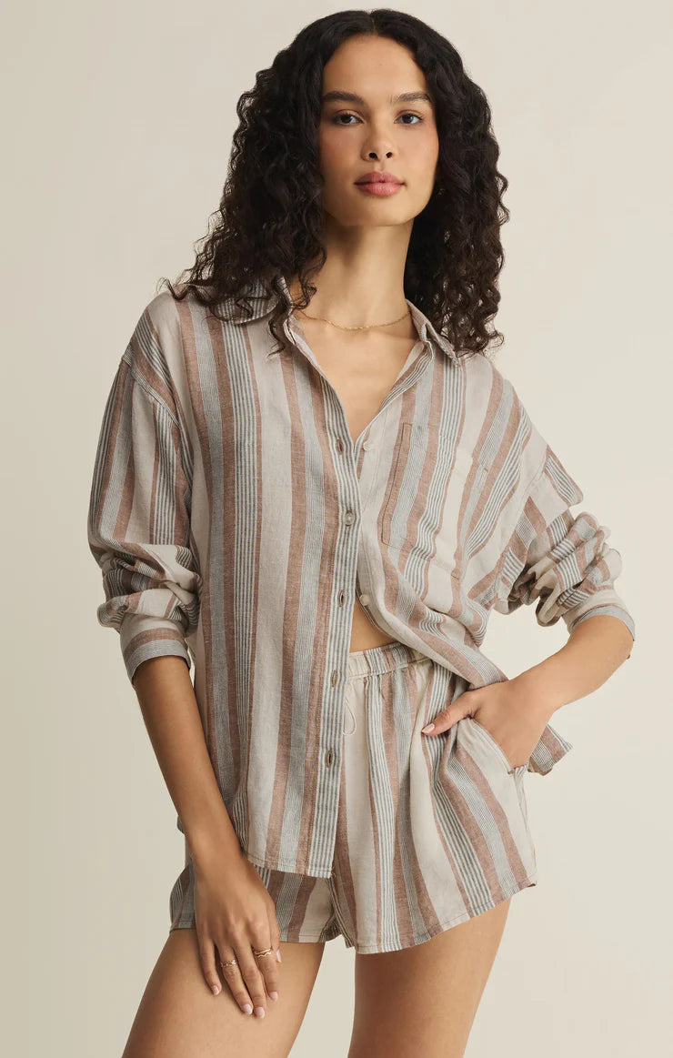 Z SUPPLY The Perfect Striped Button Up island coconut