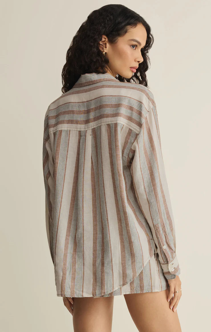 Z SUPPLY The Perfect Striped Button Up island coconut