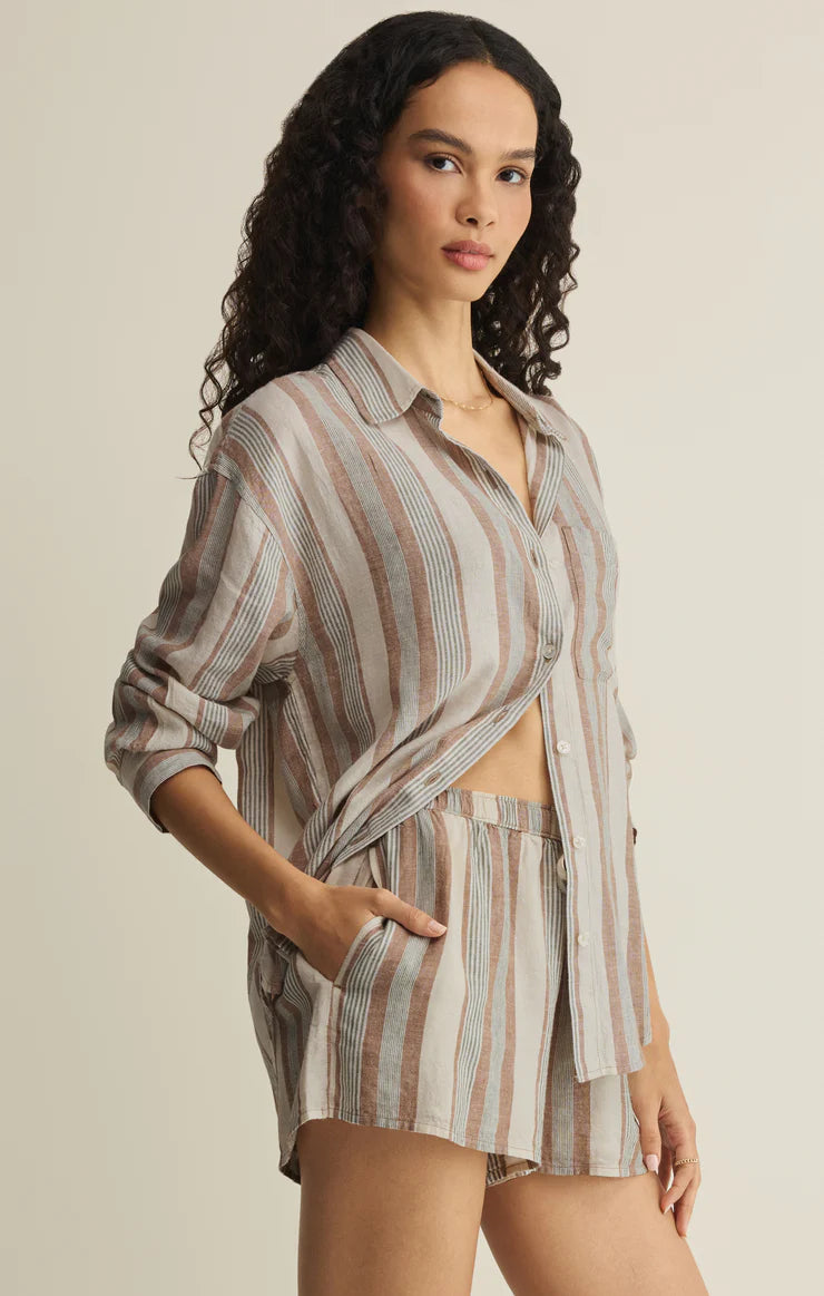 Z SUPPLY The Perfect Striped Button Up island coconut