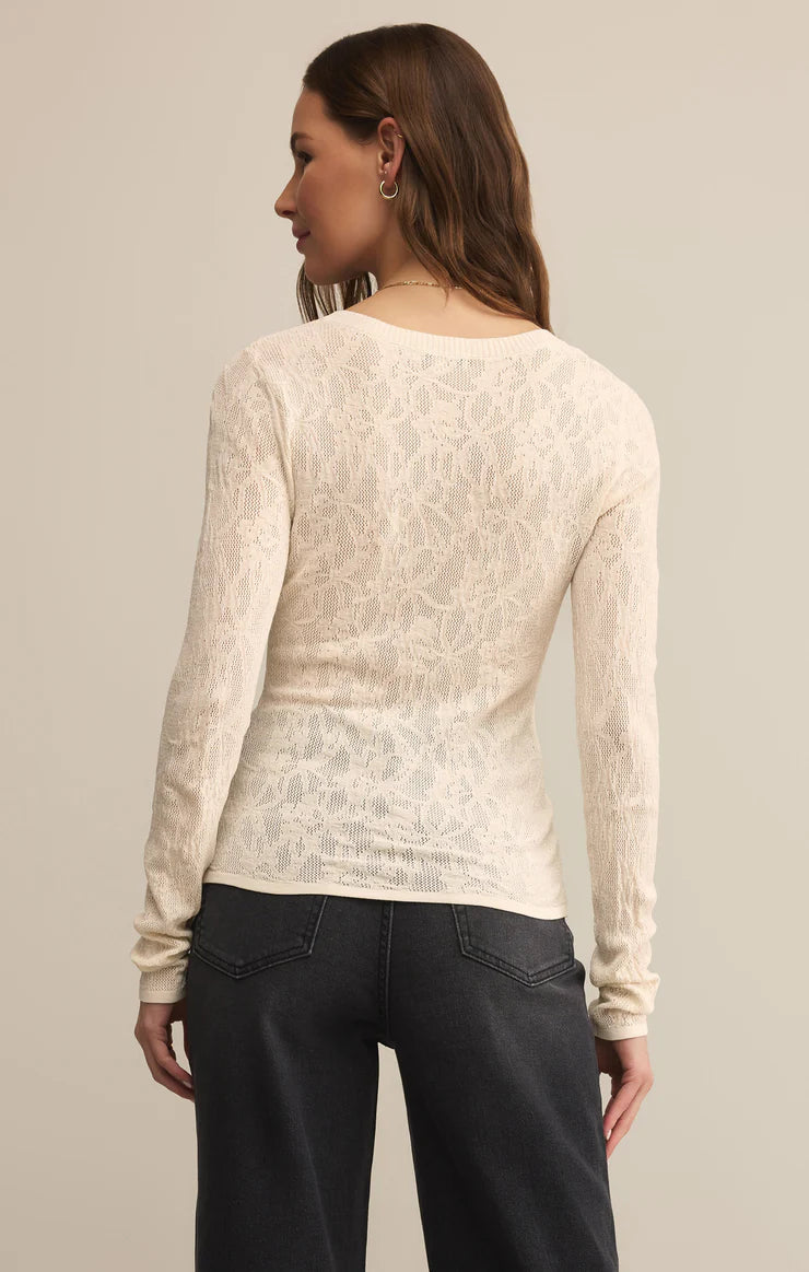 Z SUPPLY Tibi Scoop Mesh Sweater in crystal 