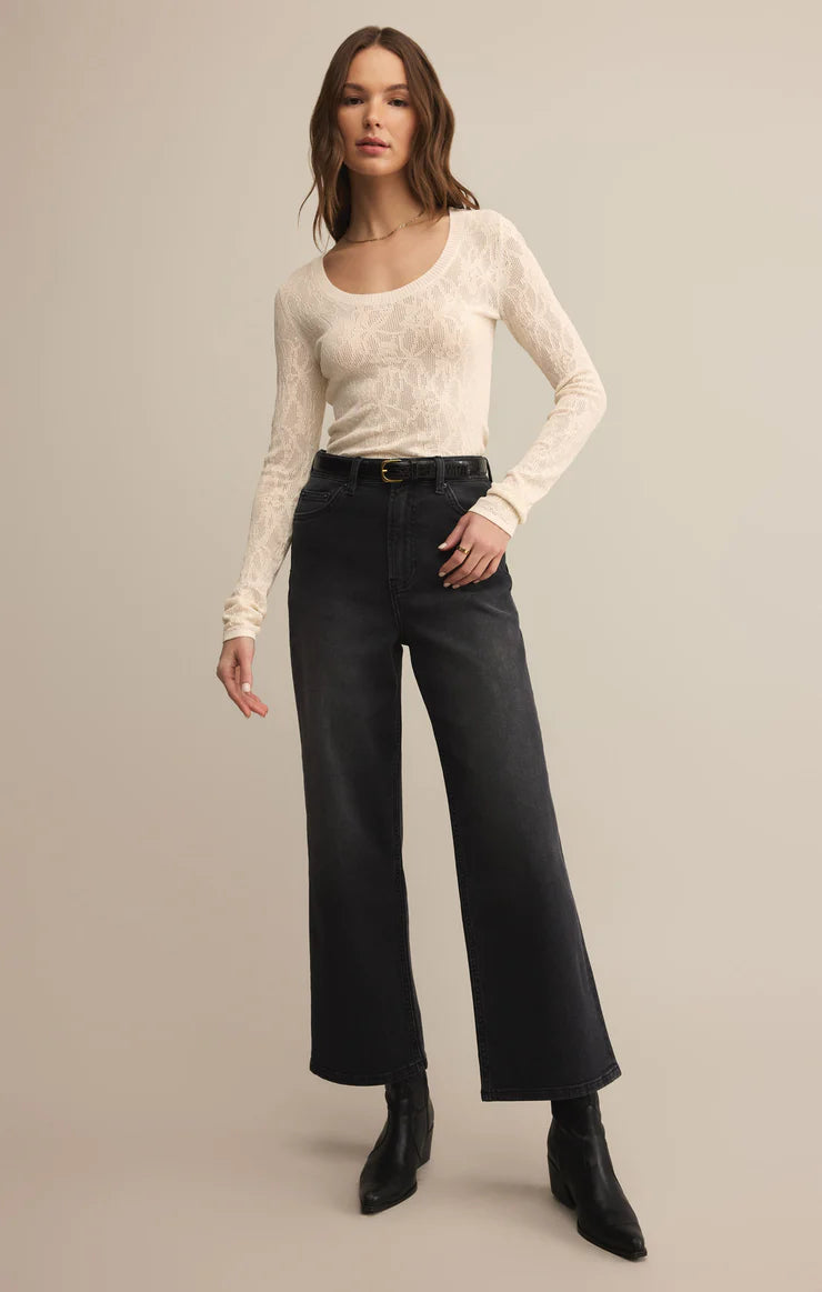 Z SUPPLY Tibi Scoop Mesh Sweater in crystal 