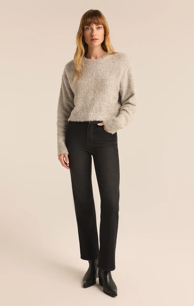 Z SUPPLY Tinseltown Cropped Sweater in champagne-front