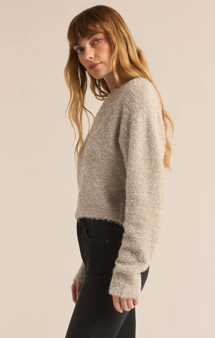 Z SUPPLY Tinseltown Cropped Sweater in champagne-side