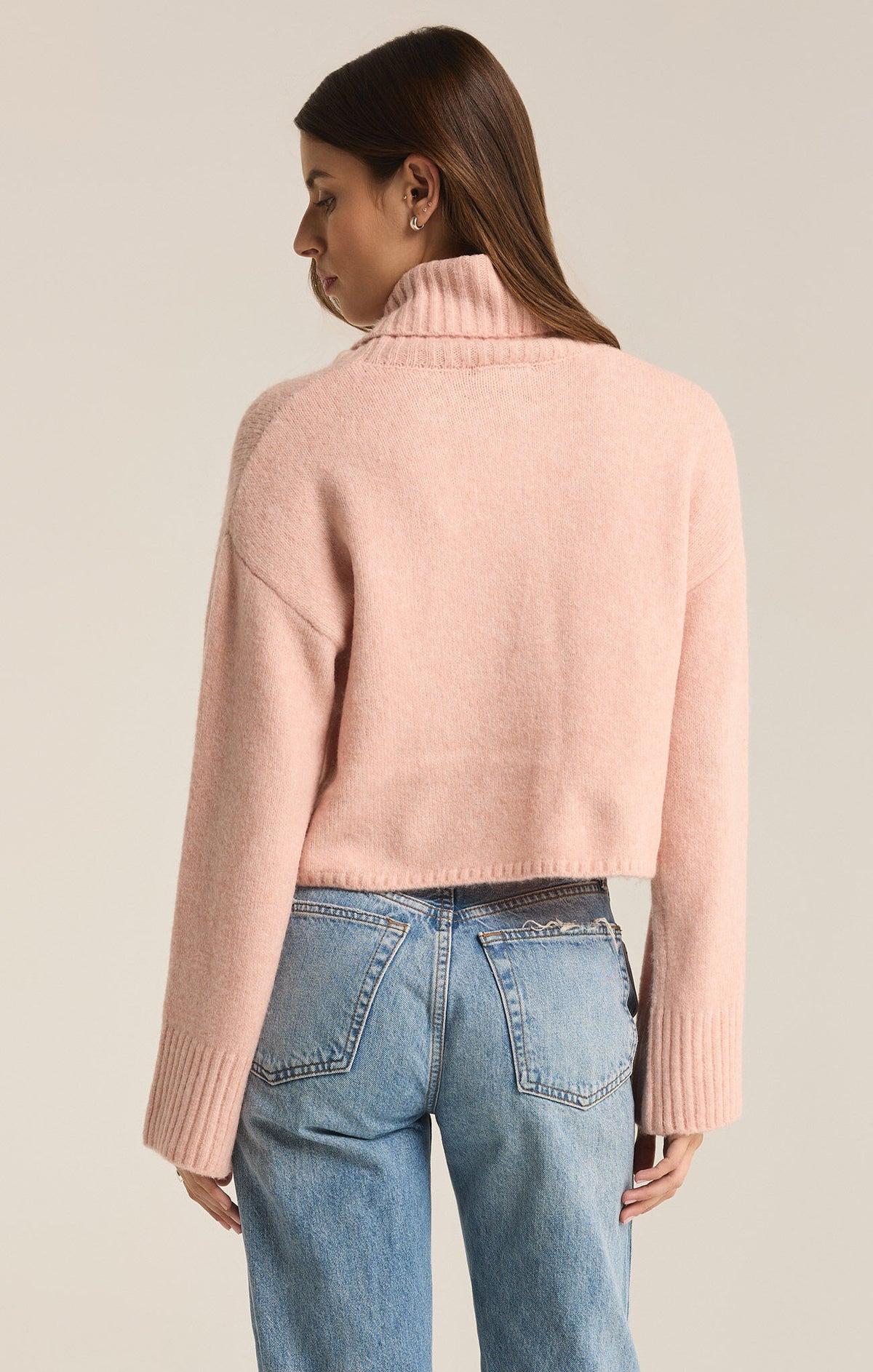 Z SUPPLY Ursa Turtleneck Crop Sweater in cashmere pink-back