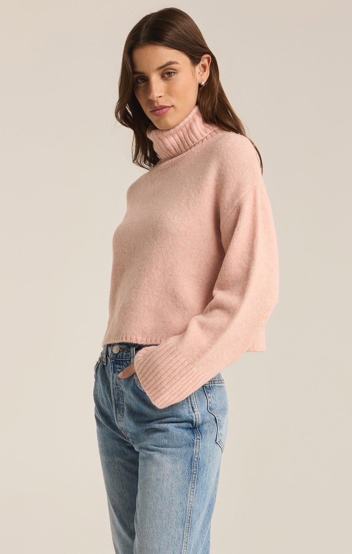 Z SUPPLY Ursa Turtleneck Crop Sweater in cashmere pink-side