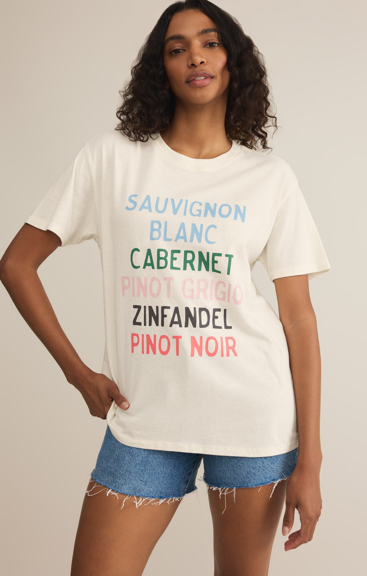 Z SUPPLY Vino Boyfriend Tee in sea salt-front