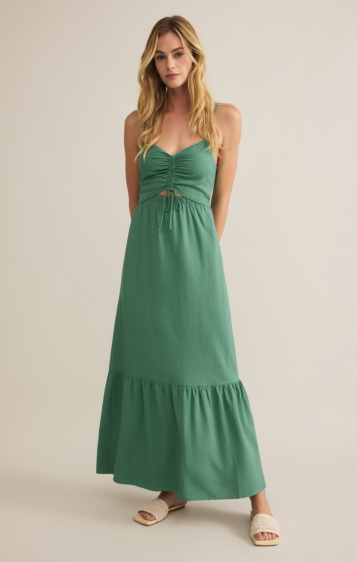 Z SUPPLY Winslet Maxi Dress in botanical green-front