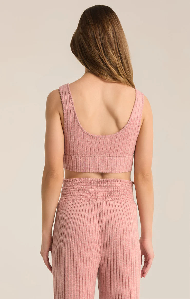 Z SUPPLY Zoe Rib Tank Bra in rosebud-back